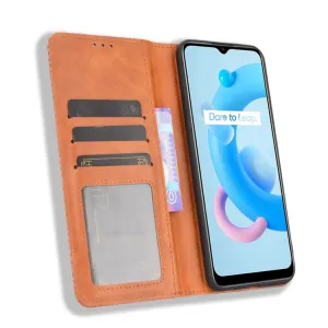 BUSINESS Peňaženkový kryt pre Realme C11 2021 hnedý