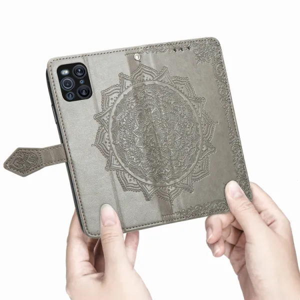 ART Peňaženkový kryt Oppo Find X3 Pro 5G ORNAMENT šedý