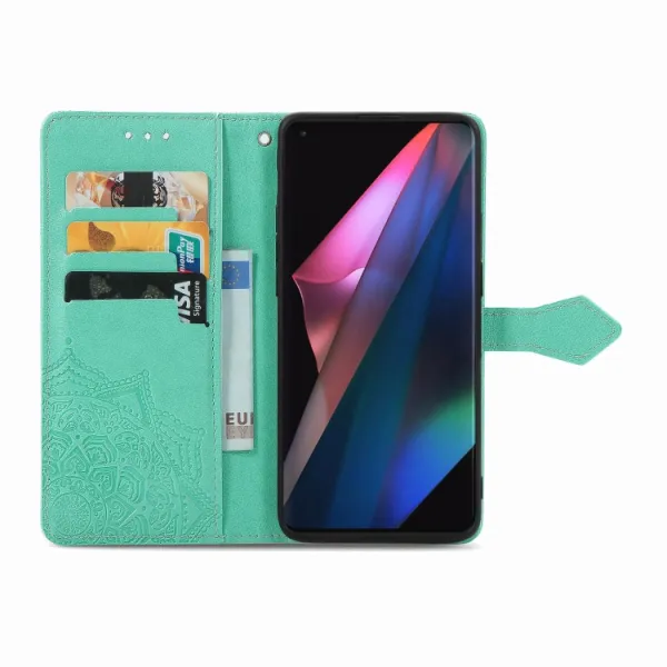 ART Peňaženkový kryt Oppo Find X3 Pro 5G ORNAMENT zelený