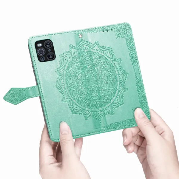 ART Peňaženkový kryt Oppo Find X3 Pro 5G ORNAMENT zelený