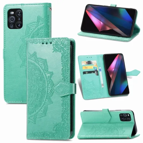 ART Peňaženkový kryt Oppo Find X3 Pro 5G ORNAMENT zelený