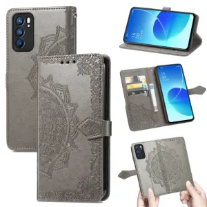 ART Peňaženkový kryt Oppo Reno6 5G ORNAMENT šedý