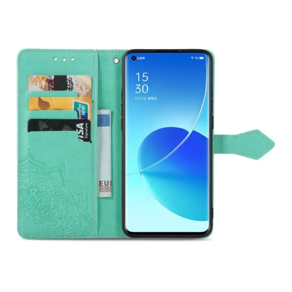ART Peňaženkový kryt Oppo Reno6 Pro 5G (Mediatek) ORNAMENT zelený