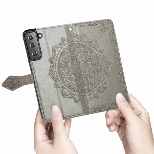 ART Peňaženkový kryt Samsung Galaxy S22 Plus 5G ORNAMENT šedý