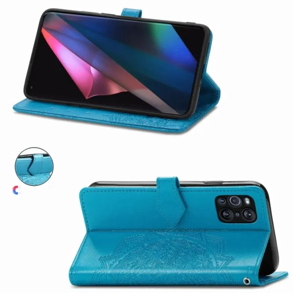 ART Peňaženkový kryt Oppo Find X3 Pro 5G ORNAMENT modrý