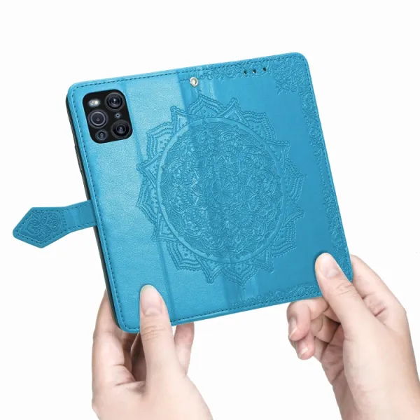 ART Peňaženkový kryt Oppo Find X3 Pro 5G ORNAMENT modrý