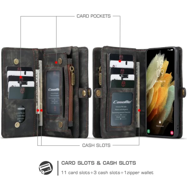 WALLET Ochranný kryt s peňaženkou 2v1 pre Samsung Galaxy S21 Plus 5G čierny
