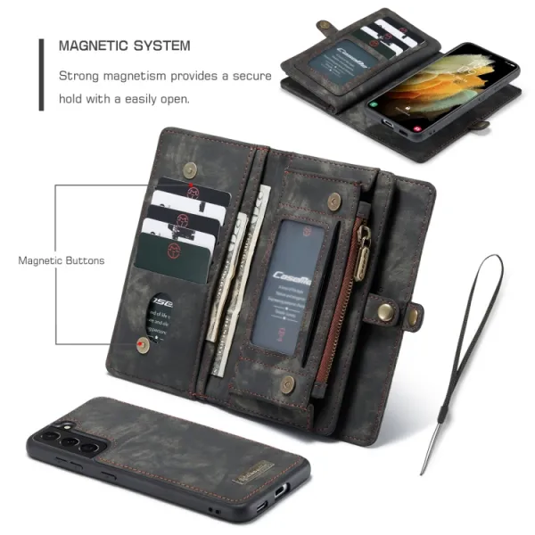 WALLET Ochranný kryt s peňaženkou 2v1 pre Samsung Galaxy S21 Plus 5G čierny