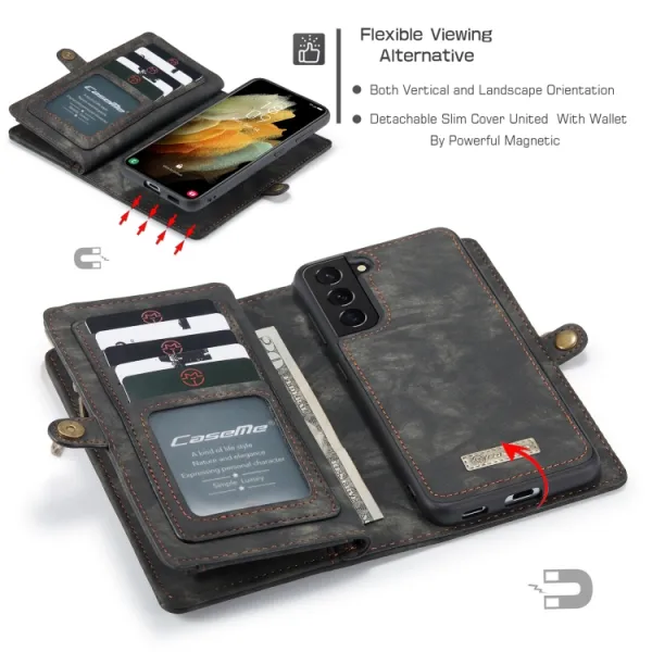 WALLET Ochranný kryt s peňaženkou 2v1 pre Samsung Galaxy S21 Plus 5G čierny