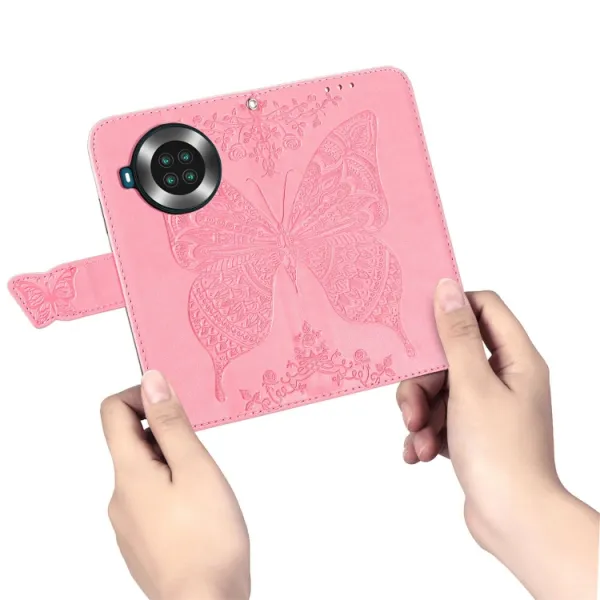 ART Peňaženkový kryt Cubot Note 20 / Note 20 Pro BUTTERFLY ružový
