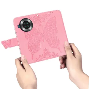 ART Peňaženkový kryt Cubot Note 20 / Note 20 Pro BUTTERFLY ružový