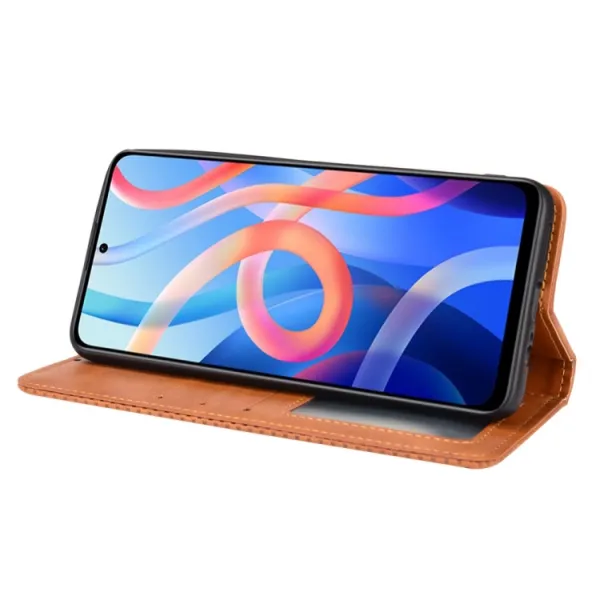 BUSINESS Peňaženkový kryt pre Xiaomi Poco M4 Pro 5G / Redmi Note 11S 5G hnedý