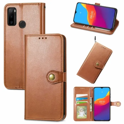 LEATHER BUCKLE Peňaženkový obal Ulefone Note 10 hnedý