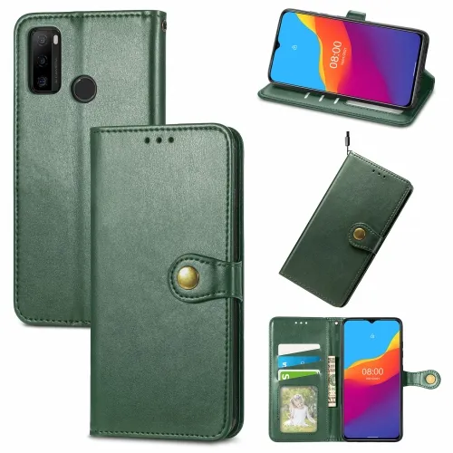 LEATHER BUCKLE Peňaženkový obal Ulefone Note 10 zelený