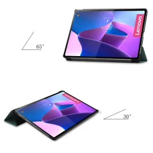 LEATHER Zaklápací obal pre Lenovo Tab P12 Pro zelený