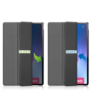LEATHER Zaklápací obal pre Lenovo Tab P12 Pro šedý