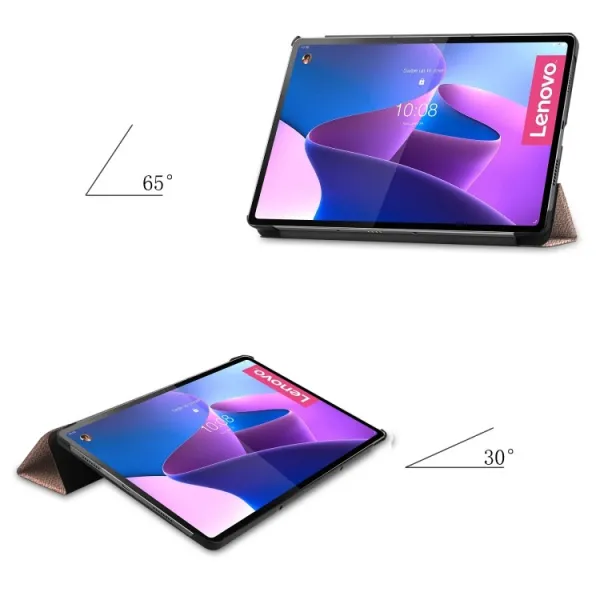 LEATHER Zaklápací obal pre Lenovo Tab P12 Pro ružovozlatý