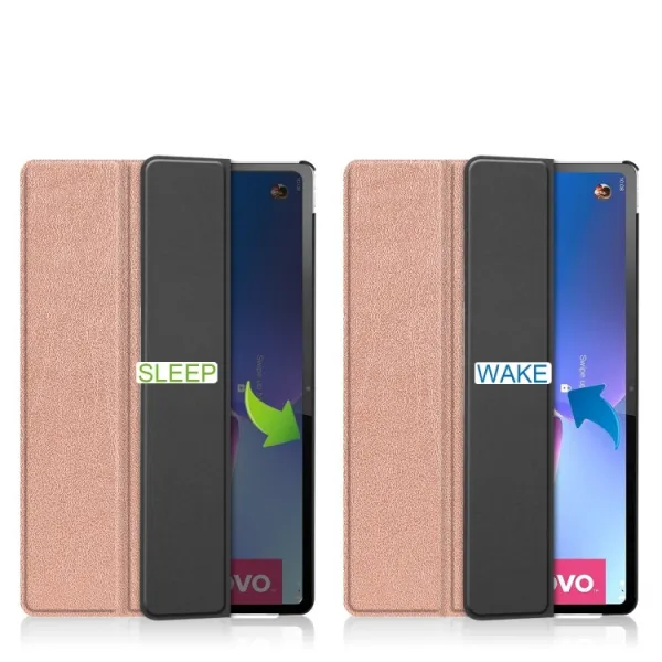 LEATHER Zaklápací obal pre Lenovo Tab P12 Pro ružovozlatý