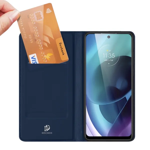 DUX Peňaženkový kryt Motorola Moto G71 5G modrý