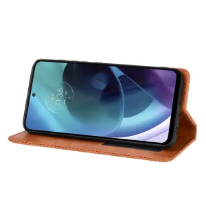 BUSINESS Peňaženkový kryt pre Motorola Moto G71 5G hnedý
