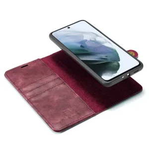 DG.MING Peňaženkový obal 2v1 Samsung Galaxy S21 FE 5G červený