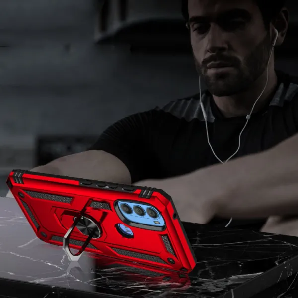 RING Ochranný obal pre Motorola Moto G71 5G červený
