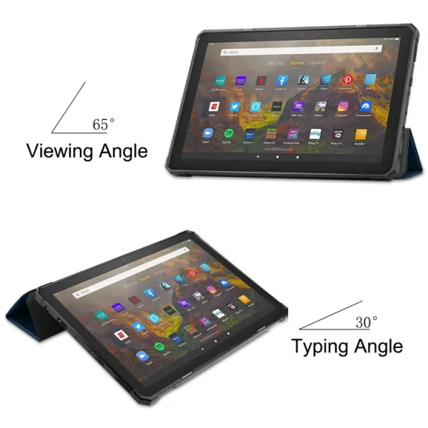 LEATHER Zaklápací obal Amazon Kindle Fire HD 10 / HD 10 2021 (11. generácia) tmavomodrý