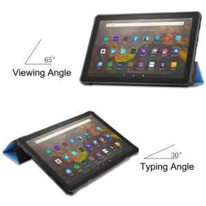 LEATHER Zaklápací obal Amazon Kindle Fire HD 10 / HD 10 2021 (11. generácia) svetlomodrý