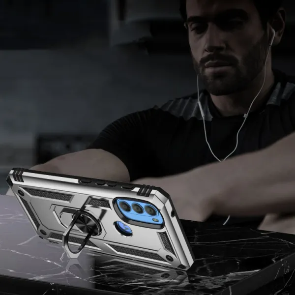RING Ochranný obal pre Motorola Moto G71 5G strieborný