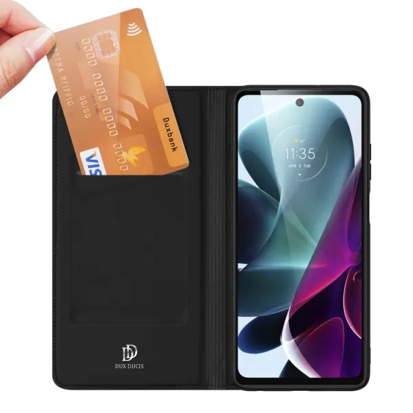 DUX Peňaženkový kryt Motorola Moto G200 5G čierny