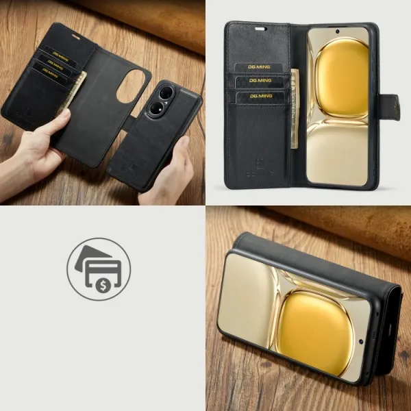 DG.MING Peňaženkový obal 2v1 Huawei P50 Pro čierny