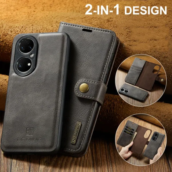 DG.MING Peňaženkový obal 2v1 Huawei P50 Pro šedý