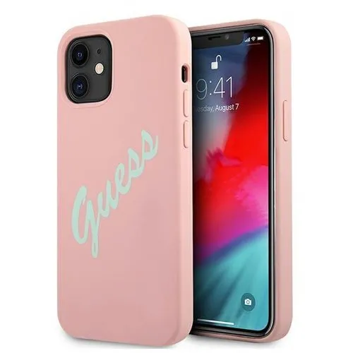 GUESS SILICONE VINTAGE Kryt Apple iPhone 12 mini ružový