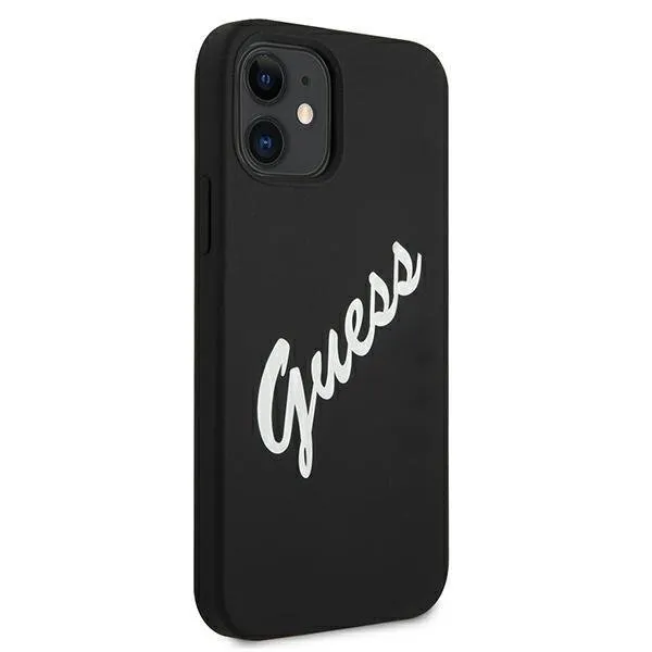 GUESS SILICONE VINTAGE Kryt Apple iPhone 12 mini čierny