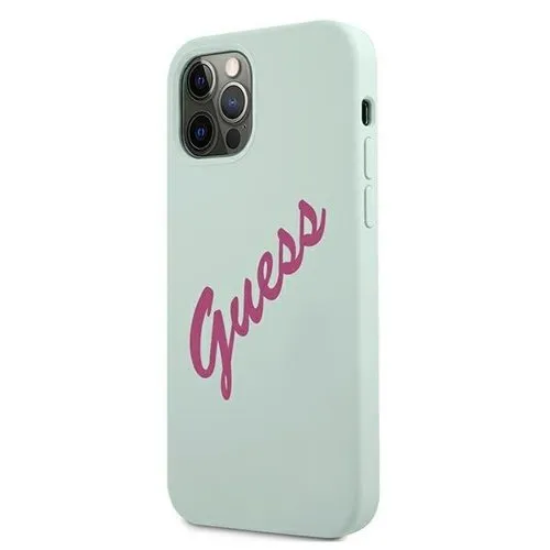 GUESS SILICONE VINTAGE Kryt Apple iPhone 12 / 12 Pro mentolový