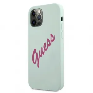 GUESS SILICONE VINTAGE Kryt Apple iPhone 12 / 12 Pro mentolový