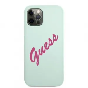 GUESS SILICONE VINTAGE Kryt Apple iPhone 12 / 12 Pro mentolový