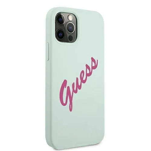 GUESS SILICONE VINTAGE Kryt Apple iPhone 12 / 12 Pro mentolový