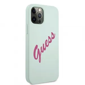 GUESS SILICONE VINTAGE Kryt Apple iPhone 12 / 12 Pro mentolový