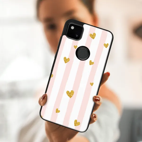 MY ART Silikónový kryt Google Pixel 4a HEARTS (006)