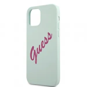 GUESS SILICONE VINTAGE Kryt Apple iPhone 12 / 12 Pro mentolový
