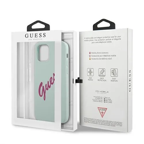 GUESS SILICONE VINTAGE Kryt Apple iPhone 12 / 12 Pro mentolový