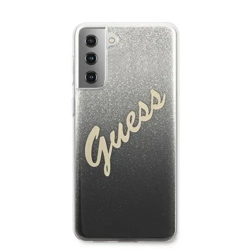 GUESS GLITTER Ochranný kryt Samsung Galaxy S21 Plus 5G čierny