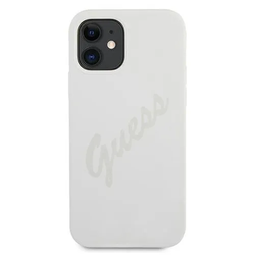 GUESS SILICONE VINTAGE Kryt Apple iPhone 12 mini biely