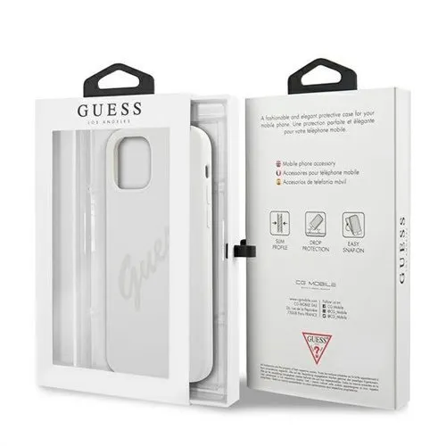 GUESS SILICONE VINTAGE Kryt Apple iPhone 12 mini biely