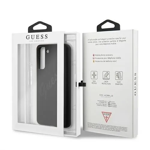 GUESS SILICONE VINTAGE Kryt Samsung Galaxy S21 Plus 5G čierny