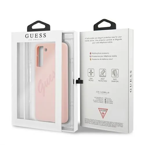 GUESS SILICONE VINTAGE Kryt Samsung Galaxy S21 Plus 5G ružový