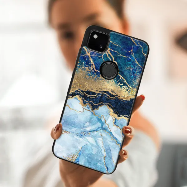 MY ART Silikónový kryt Google Pixel 4a BLUE MARBLE (141)