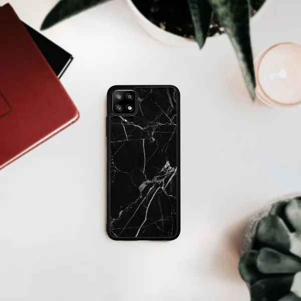 MY ART Silikónový kryt Samsung Galaxy A22 5G BLACK MARBLE (142)
