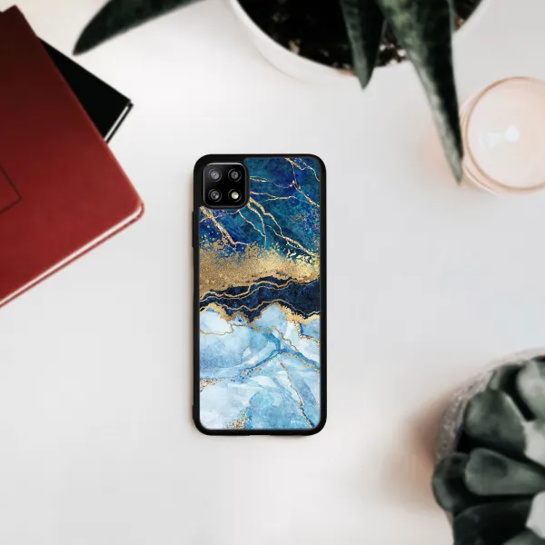 MY ART Silikónový kryt Samsung Galaxy A22 5G BLUE MARBLE (143)